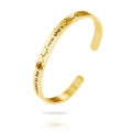 Gold stainless steel C-shaped cuff bracelet with memorial engraving for women - Gold G3506-I used to be