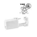 Disposable ear piercing gun with 6mm silver flower cubic zirconia stud earring - Steel 6mm White Crystal Flower