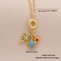 Golden ocean series necklace featuring coconut tree, turtle and sun charms with gemstones - 3# Coconut Tree (Palm Tree/Turtle/Sun)