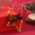 Elegant Christmas reindeer brooch with gold enamel finish and festive floral antlers - Dark Coffee Fawn (WBR311)