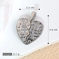 Silver puzzle heart pendant with zircon accents and LOVE lettering for jewelry - SMP54297-Silver Stitching Heart LOVE Pendant