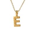 Collana in acciaio inossidabile placcata oro 18K con ciondolo lettera E testurizzata - Lettera E Oro (Con Catena)
