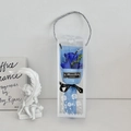 Blue soap flower bouquet in a transparent gift box with silver handles for Valentines - Rose Royal Blue With Gift Box