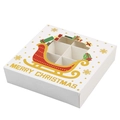 White Christmas gift box with 4 dividers and festive gold snowflake prints - Chocolate Box - Sleigh (4 Grids)