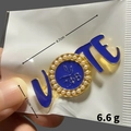 Golden VOTE brooch with blue enamel pearl emblem and Greek letters for women - VOTE Gold/Blue ZΦB