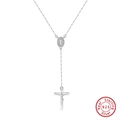 Elegante 925 sterling zilveren Y-vormige kruisketting voor dames in een zilveren finish - 925 zilver / Witgoud
