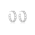 Minimalistische S925 Sterling Silber C-Form Kettenohrringe mit poliertem Finish und Spiegelreflexion - 925er Silber / Platin
