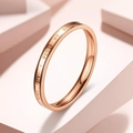 Minimalist rose gold stainless steel ring with elegant engraved letters and stars - 15-c-2 Corrosion Of 2.5mm Rose / Size 5