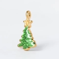 Golden Christmas tree pendant with green enamel finish for DIY jewelry making - Christmas Tree