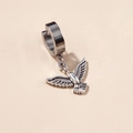 Vintage silver eagle pendant earring in stainless steel with a minimalist ear buckle - Eagle