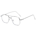 Silver metal full-frame aviator glasses with transparent blue light blocking lenses - Silver Frame Anti-Blue Light