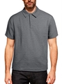 Polo homme gris foncé à manches courtes avec texture gaufrée en maille premium - S / Gris Chiné Foncé