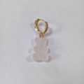 Pink gummy bear earring with gold rhinestone hoop for a cute candy-style look - Candy Light Pink