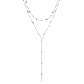 Minimalist silver double-layered Y-shaped necklace featuring polished metal beads - Double Layer Silver 1
