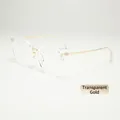 Detail of transparent gold round frames with slim metal temples and clear ear tips - Transparent Gold