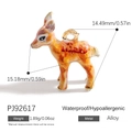 Cute reindeer pendant for Christmas DIY necklaces with orange enamel finish - Colorful Fawn (PJ92617)