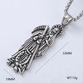 Gothic Santa Muerte grim reaper pendant in stainless steel for men with 53mm x 19mm size - Santa Muerte
