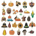 25-piece autumn charm set with Thanksgiving turkey pumpkin and maple leaf pendants - 27Pcs New Thanksgiving Set (SN821)