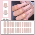 Matte nude long press-on nails set with heart rhinestones 24pcs kit for women - SGCY-240 / Glue Type