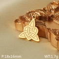 Golden stainless steel Celtic knot pendant with 18x16mm size and 1.7g weight - Celtic Knot Heart Style (KLJ9485-ZLA)