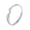 Eleganter gedrehter S925 Sterlingsilber Ring in poliertem Silber, offenes Design - Einstellbar Offen / Weißgold