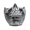 Demi-masque crâne argenté avec texture métallique vieillie pour Halloween et cosplay - Argent Antique
