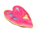 Pink heart pendant with blue sand texture and golden heart inlay for DIY jewelry - Rose Red Single Hole Pendant