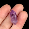 Polished natural amethyst double pointed hexagonal crystal pillar with pre-drilled hole - Amethyst