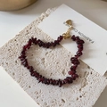 Natural garnet gemstone bead bracelet with gold heart charm and adjustable clasp - Garnet Bracelet SL0166