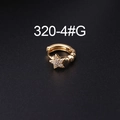 Golden mini star hoop earring with sparkling zircon charms on a black textured background - Star Pendant - Gold (4# Gold)