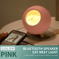 Pink cat house night light with bluetooth speaker and stepless dimming for bedroom decor - Bluetooth Speaker Style / Pink