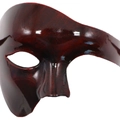 Phantom of the Opera masquerade mask in dark red finish with realistic wood grain texture - Antique Red