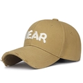 Vintage khaki baseball cap with white NEAR embroidery and distressed brim details - Adjustable / Deep Beige