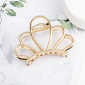 Elegant gold crown-shaped metal hair claw clip with smooth pearl-style finish - Flower Gold H6203