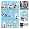 9-sheet set of 3D Santa and snowman double-sided Christmas window static stickers - White 3D Santa 9-Sheet Set