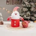 Knitted Santa Claus candy gift bag with red yarn texture and plush beard detailing - Red White Knitted Apple Container Santa