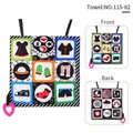 Double-sided sensory baby book with colorful clothing icons and black white high contrast patterns - Crinkle Paper Mirror Teether Cloth Set