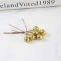 Artificial gold glitter berry stems for Christmas and home decor, set of 6 sparkling pieces - 10mm / Gold