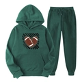 Survêtement unisexe en polaire vert foncé avec sweat à capuche et jogging imprimé cœur - S (L) / Haut Et Bas / Vert Foncé 6 (Forme de Cœur de Football)