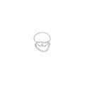 Silver vintage heart shaped open ring with elegant dangling chain detail for women - Intertwined Double Heart with Chain / Steel