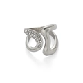 Minimalistische zilverkleurige geometrische zirkoon ring met gepolijst open gestroomlijnd design - Open maat 7 / Zilver