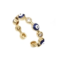 Verstellbarer vergoldeter Evil Eye Herz Ring mit funkelnden Zirkonia-Steinen - Einstellbar Offen / Blau