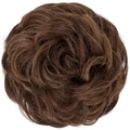 Messy bun hair piece in brown synthetic fiber for a voluminous curly hair style - Chocolate multi