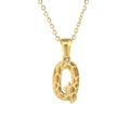 18K gold plated stainless steel necklace with textured letter Q initial pendant - Letter Q / Gold