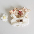 Gelbes Karohemd und weiße Plüsch-Latzhose für 17 cm Puppenzubehör-Set - Braunes Bären-Hemd & Weißes Weste Set (mit Zubehör) / Passend für 17cm Puppe