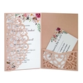 Elegant pink laser-cut floral wedding invitation set with white cards and envelope - Thickened / Light Pink