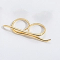 Adjustable gold celestial star and moon double finger ring in smooth polished metal - Double Band (Gold)
