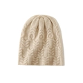 Berretto invernale in maglia a trecce di cashmere color avena per uomo e donna caldo - Taglia unica / Beige