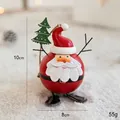 Süße Weihnachtsmann-Figur aus Metall mit Baum, 10cm Weihnachtsdeko für den Tisch - Roter Runder Weihnachtsmann
