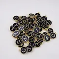 Alloy letter charms with black enamel and gold finish for DIY bracelet jewelry making - Set of 26 Alphabet Letters / Black